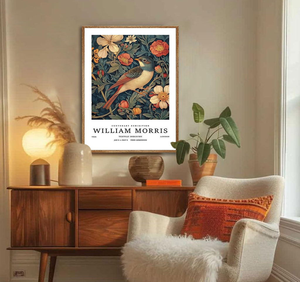 William Morris Bird and Sea Turtle Framed Wall Art, 2 Piece Set, 16x24