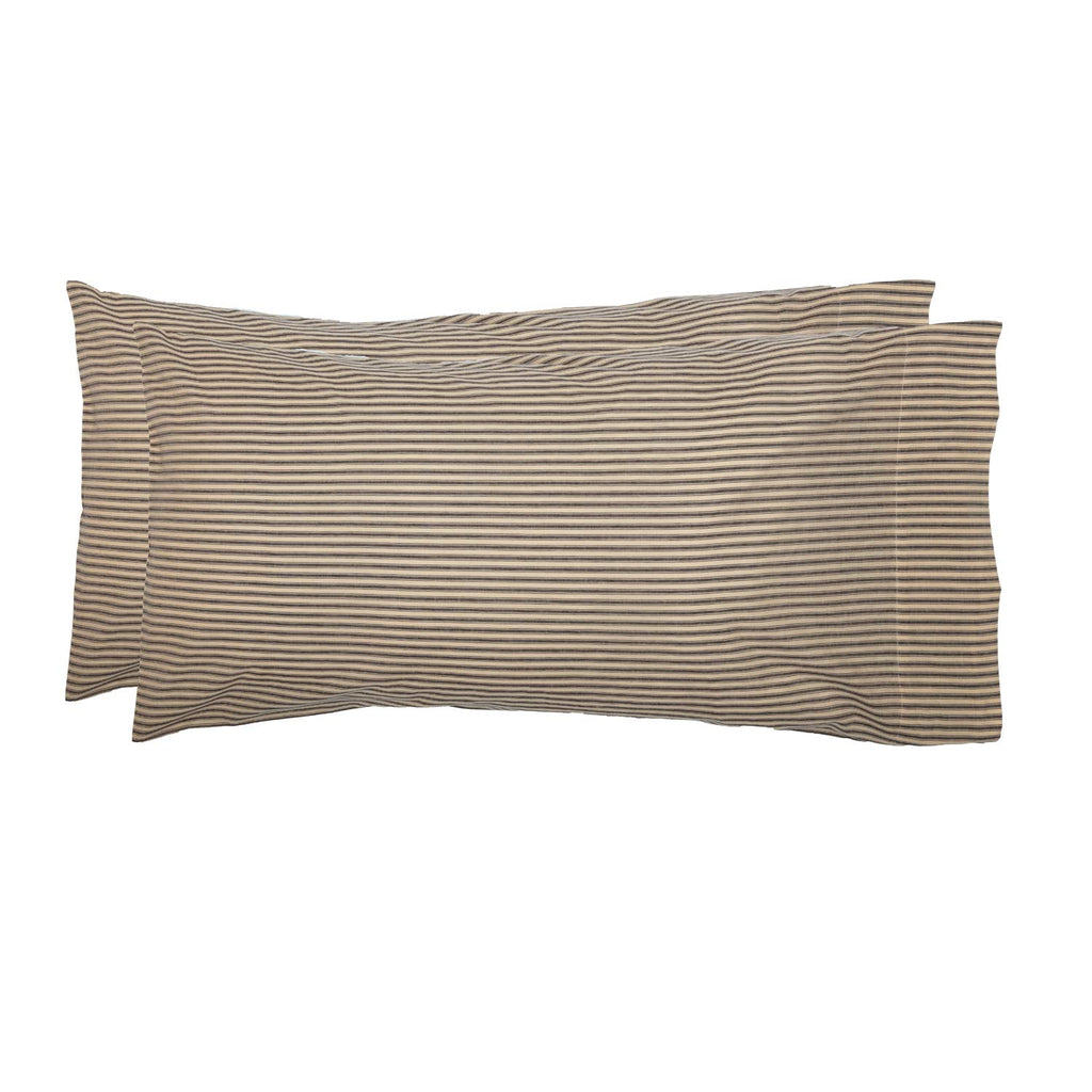 Ticking Stripe King Pillow Cases, Charcoal Gray, 21x40, Set of 2