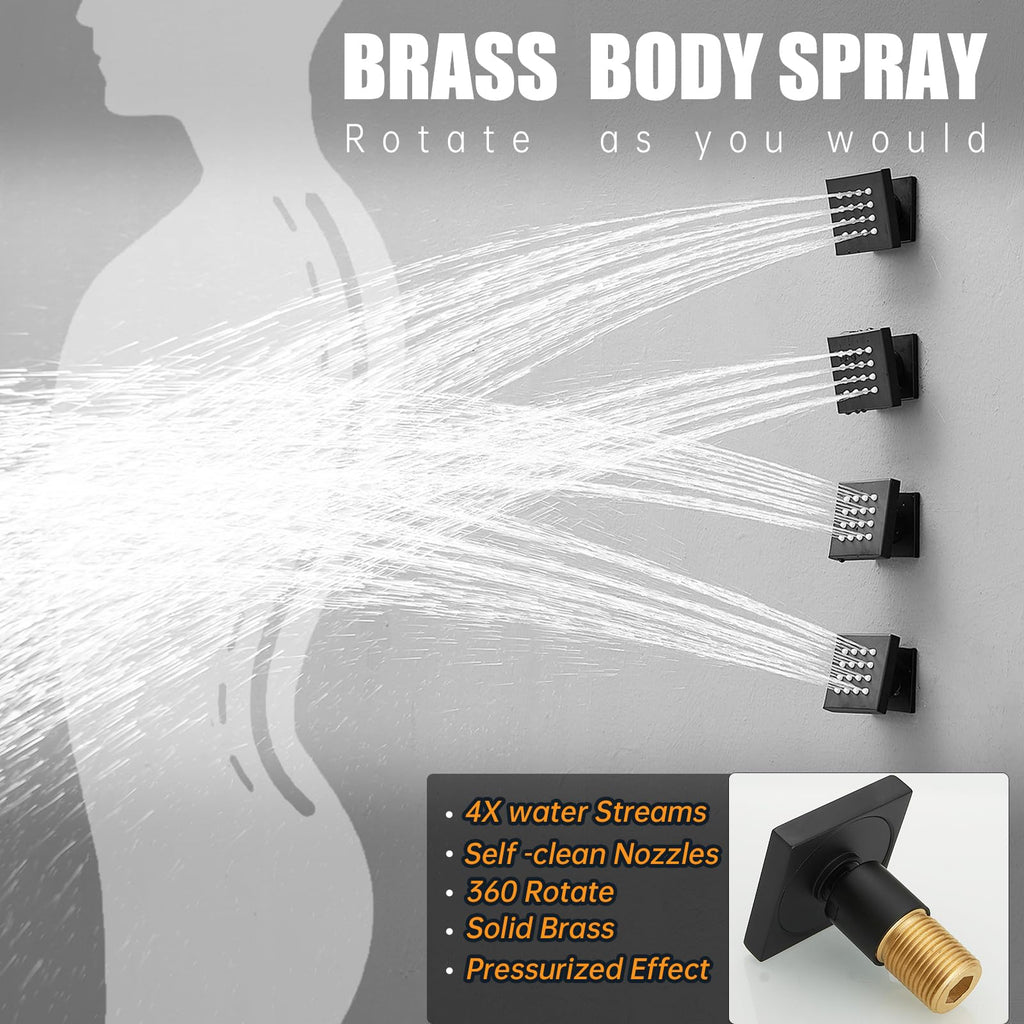 Rain Shower System with Body Jet Rainfall Shower Faucet Set
