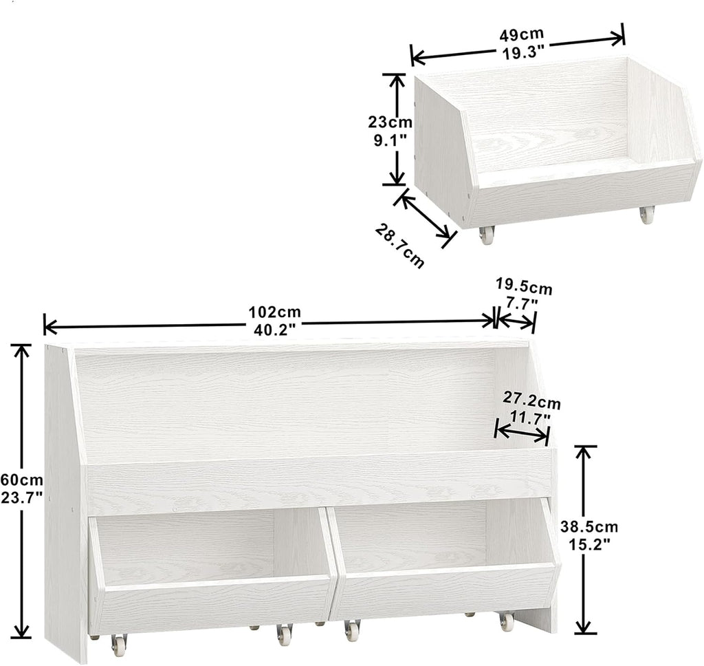 Toy Storage and Organizer for Kid, Large Toy Bin Bookcase Toy Cabinet with Two Moveable Drawers, Children Toddler