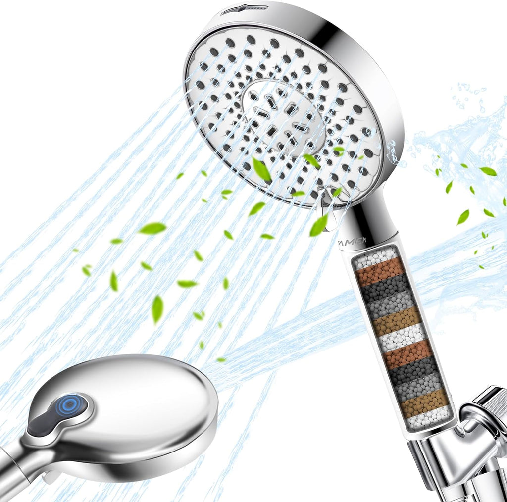 Filtered Shower Head with Handheld, High Pressure 9-Spray Modes Detachable Shower Head with Filter for Hard