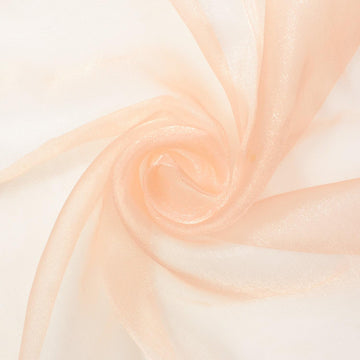 Sparkle Crystal Sheer Organza Fabric Shiny for Fashion, Crafts, Decorations 60 (Peach, 1 Yard)