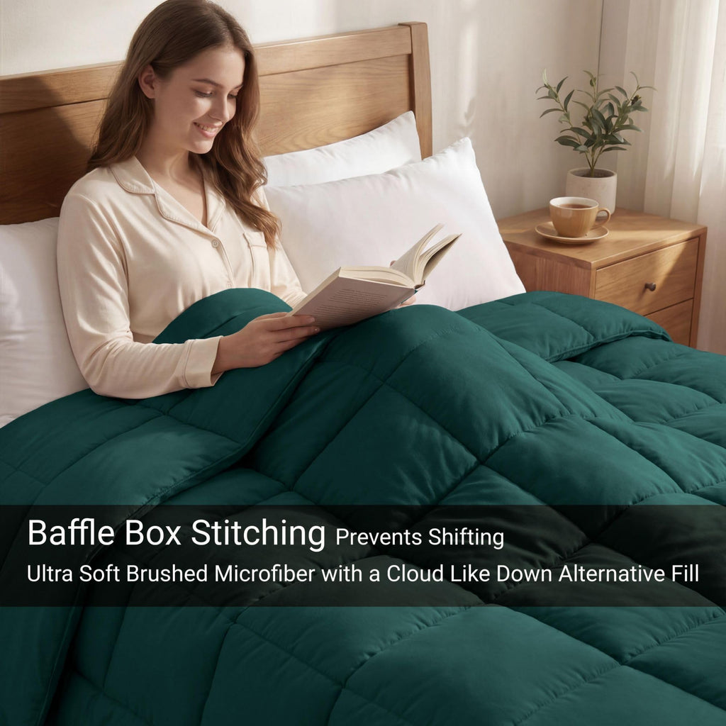 Brushed Microfiber Solid Comforter, Down Alternative Bedding, Reversible, Medium Weight, Fluffy, Decorative, Duvet