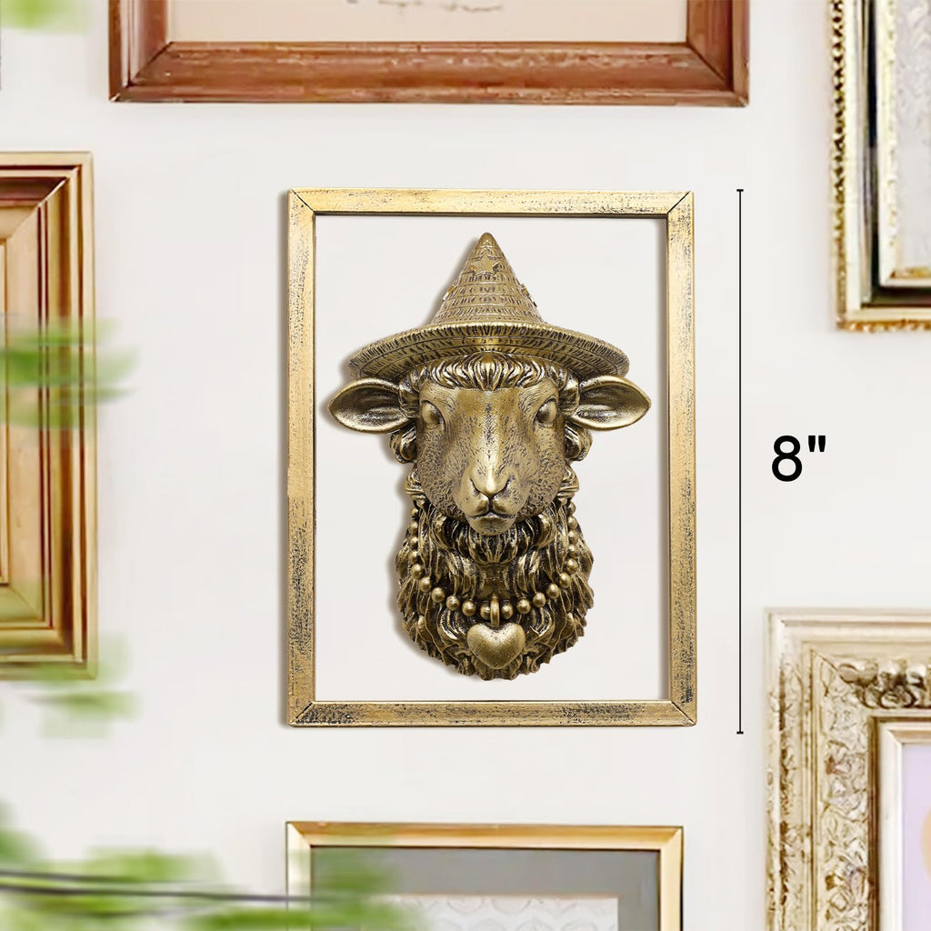 Animal Heads Wall Decor (Includes Metal Frame) Resin Animals Sculptures Head Wall Hanging Decoration Gold vintage