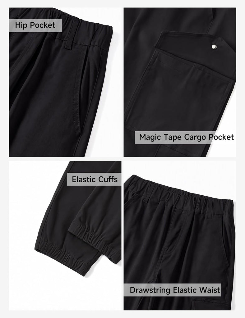 Boys Cotton Solid Color Elastic Waist Fall Winter Cargo Pants