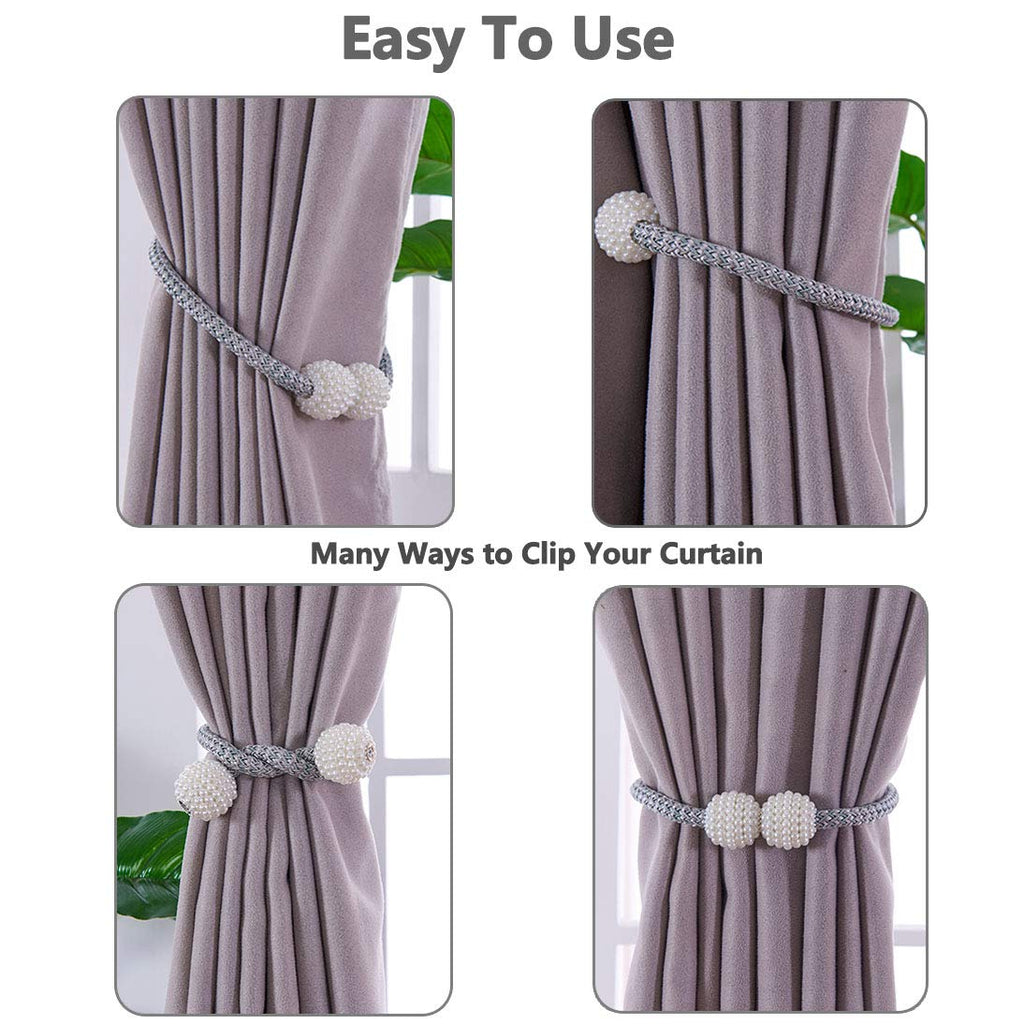 Magnetic Curtain Tiebacks, Decorative Curtain Holdbacks for Window Décor (Pink) - 2 Pack