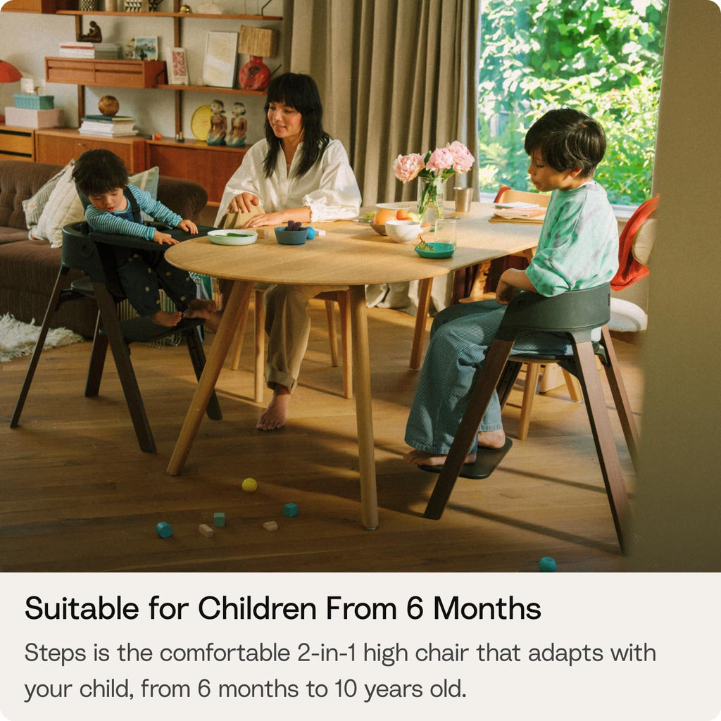 Steps High Chair for Babies & Children from 6 Months to 10 Years - 2-in-1 Adjustable & Ergonomic Design - Removable