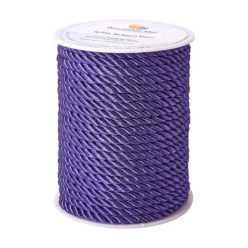Purple Silk Rope 5mm Twisted Cord Trim 3-Ply Twisted Cord Rope Nylon Crafting Cord Trim Thread String for - 18 Yards
