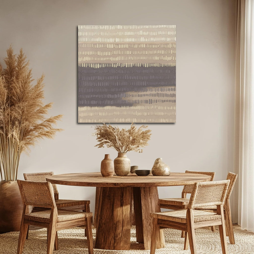Beige Gray Hand-Painted Abstract Wall Art 40x40 Inch