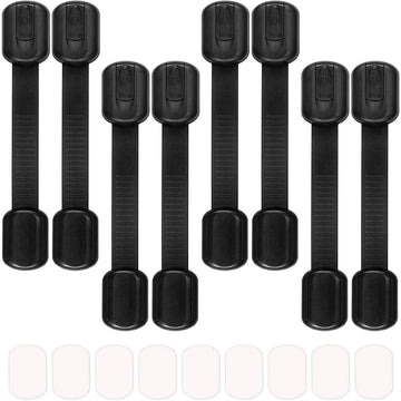 8 Pack Black Child/Baby Safety Cabinet Locks - Adjustable Strap Baby Proof Latches with No Trapped Fingers for