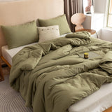 Queen Comforter Set Olive Green, 3pcs Bedding Sets Queen (1 Boho Olive Comforter & 2 Pillowcases)