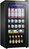 Beverage Refrigerator, 160 Can Freestanding Mini Fridge with Glass Door for Soda