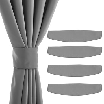 Magnetic Holdbacks for Drapes - Indoor Outdoor Curtains Window Draperies Ropes (Silver Grey,11.8 X 4 Inches, Set