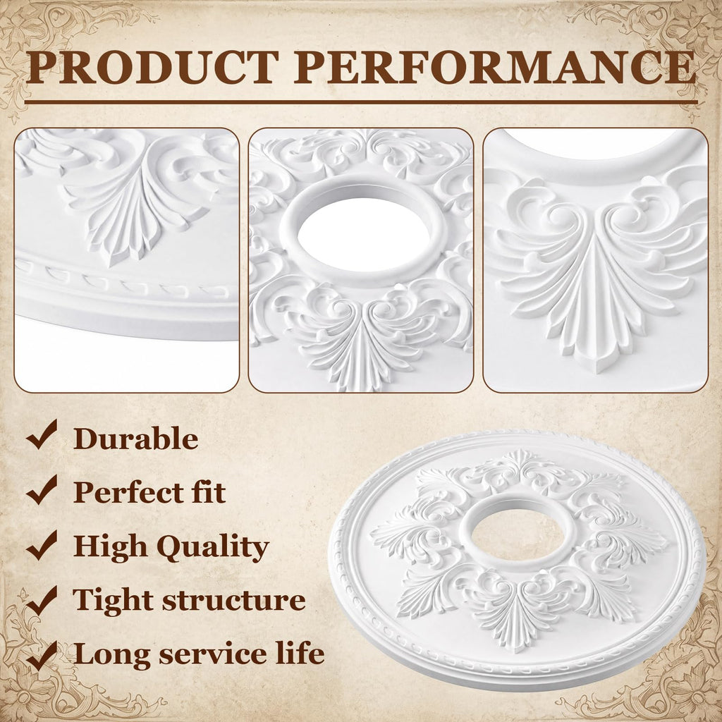 2 Pack 15" OD x 3.94" ID PU Chandelier Fan Ceiling Medallion