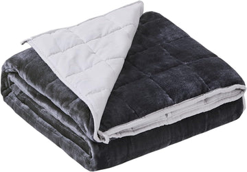 Grey Weighted Blanket 15 Pounds, Fuzzy Warm Flannel Throw Blanket with Soft Breathable Sanded, 48 x 72 inches, Grey