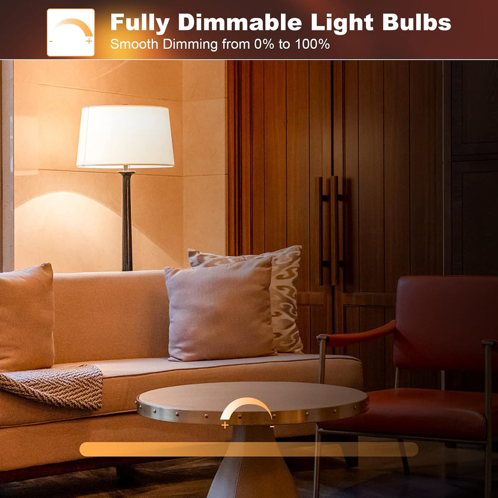 A19 Vintage LED Edison Light Bulbs 40 Watt, 4-Pack Dimmable A19 4W 2200K Amber Warm Light Bulbs, E26 Base, 4W Equal