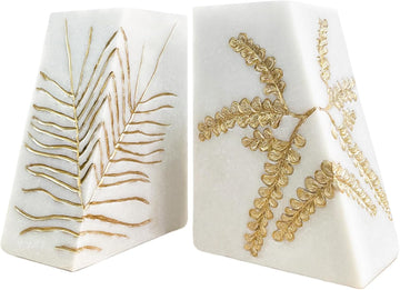 Heavy Duty Book Ends for Shelves, Decorative Book Ends for Heavy Books, Resin Modern Bookends with Marble Texture &