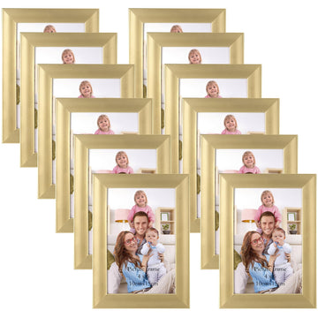 4x6 Picture Frame Gold Set of 12, Multi Modern 4 x 6 Frames Bulk for Wall or Tabletop Display