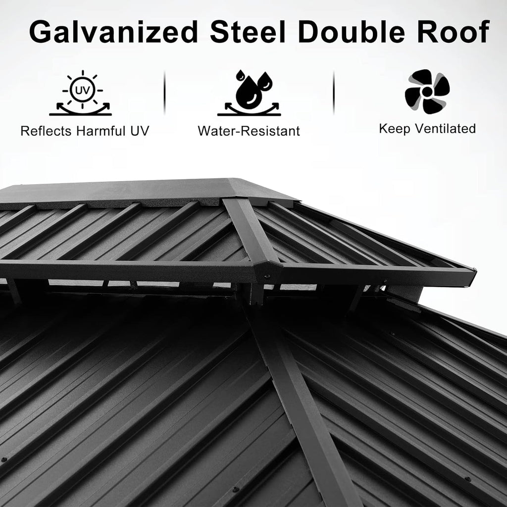 Hardtop Gazebo 12x20 - Outdoor Metal Hard Top Gazebo