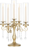Gold Candelabra Candle Holder: 5 Arm Vintage Candelabras Wedding Centerpieces for Table - Candlestick Candle Holders