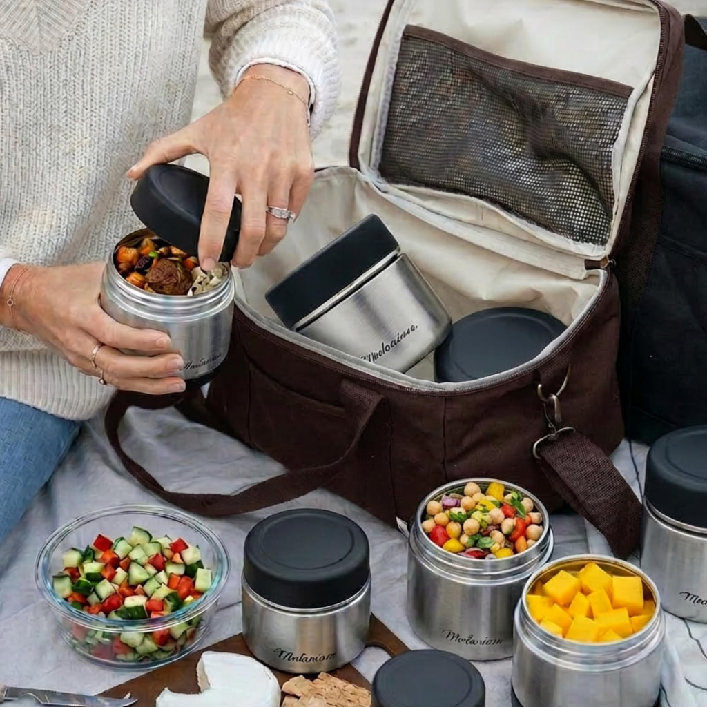 Travel Stainless Steel Canister Set with Airtight Lid - Set of, 16 OZ, 24oz, Coffe, Tea, lunch, Snacks, Metal