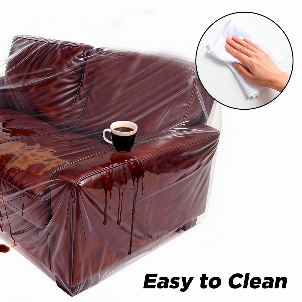 Plastic Loveseat Cover Furniture Cover with Elastic Band, Clear Sofa Cover Protector for Moving and Storage