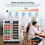 Upgraded Wine and Beverage Refrigerator 24 Inch, Dual Zone Wine Beverage Cooler 