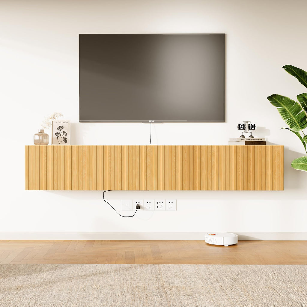 81" Floating TV Stand Wall Mounted w/Power Outlet for TVs up to 85"