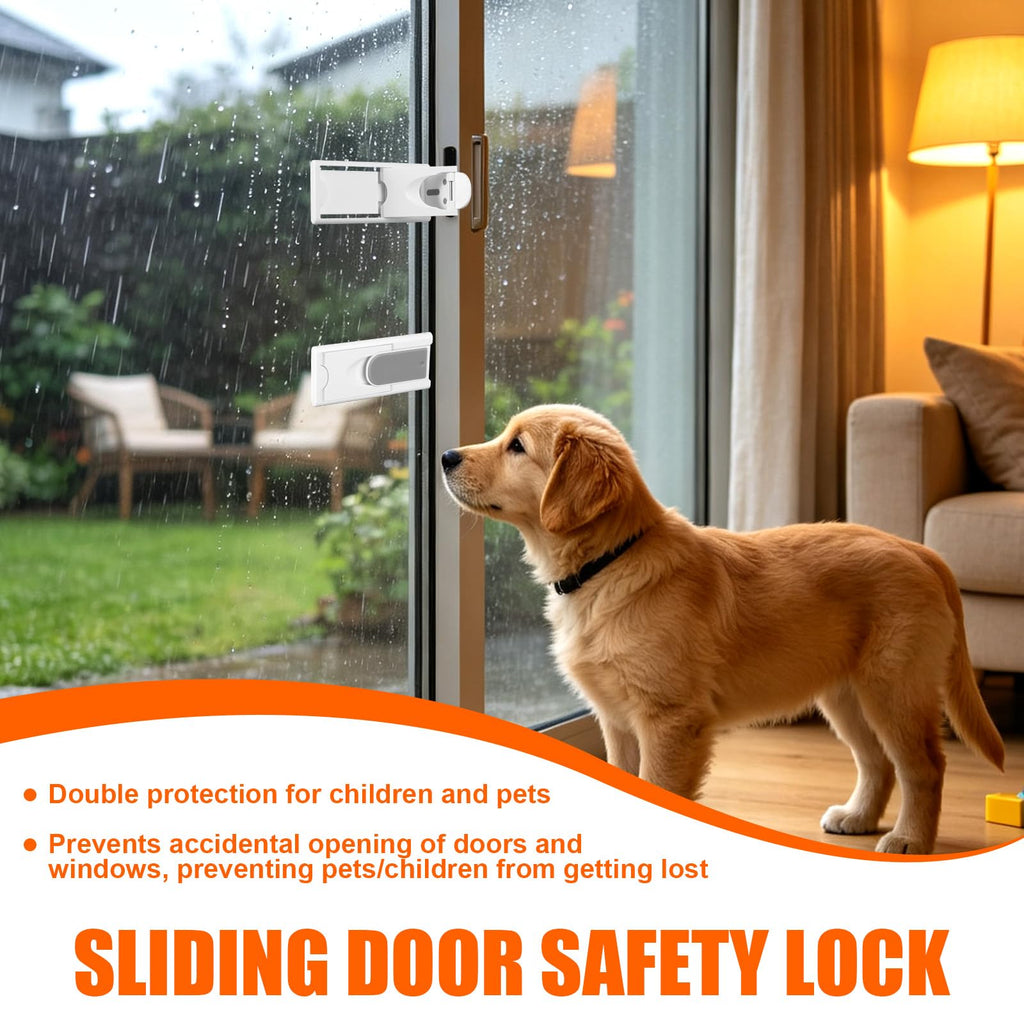 6pcs Sliding Door Child Lock, ABS No Drill Adhesive Safety Patio Kid Lock