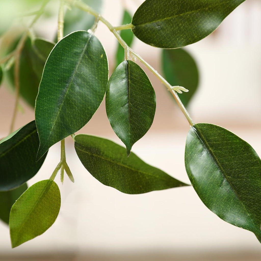 8 Feet Ficus Tree Artificial Indoor with Round Artisan Planter