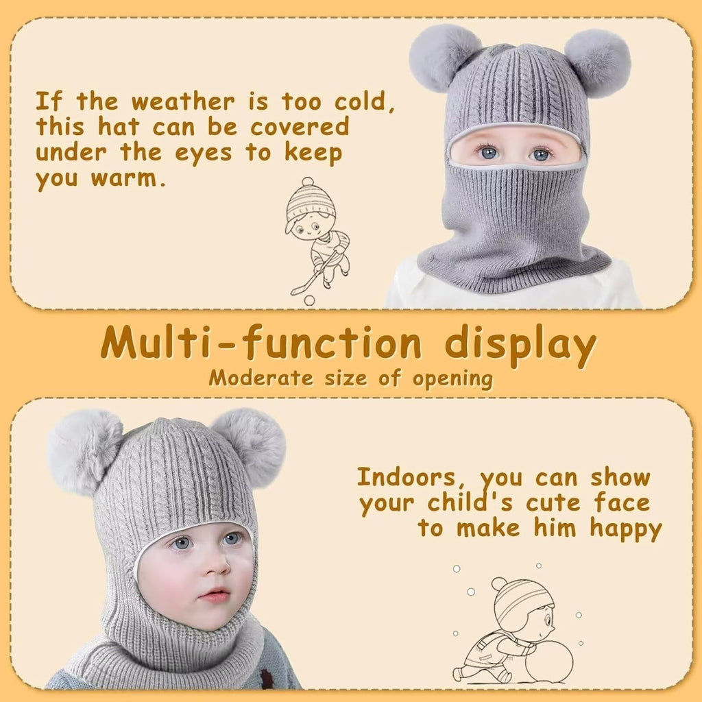 Winter Hat Scarf Set 2 Pack, Toddler Beanie Hats Girl Boy with Neck Warmer, Beanie for Kids Knit Warm for Cold Weather