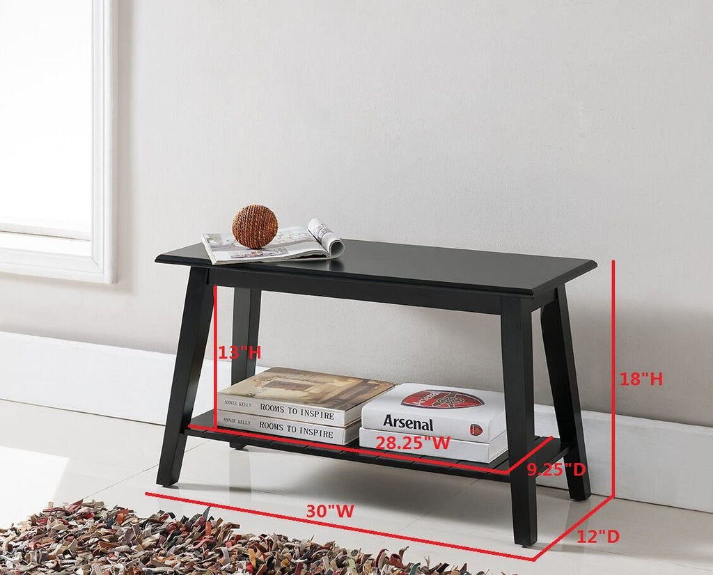 Contemporary Entryway Shoe Bench with Storage Shelf, Black