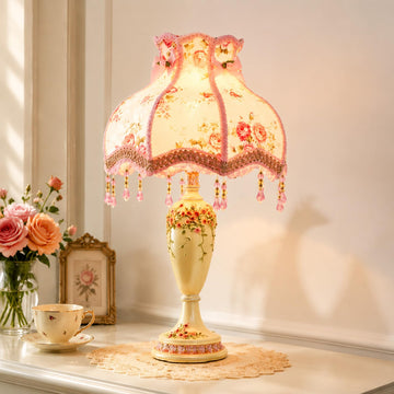 Victorian Flower Table Lamp Vintage Coquette Lamp, Pink Victorian