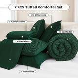 King Comforter Set 7 Pieces Dark Emerald Green