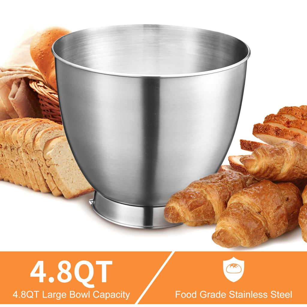 Electric Stand Mixer, 4.8QT 12 Speeds Tilt-head Food Mixer with Dough Hook, Whisk, Beater, Bowl, Rotary Knob Kitchen