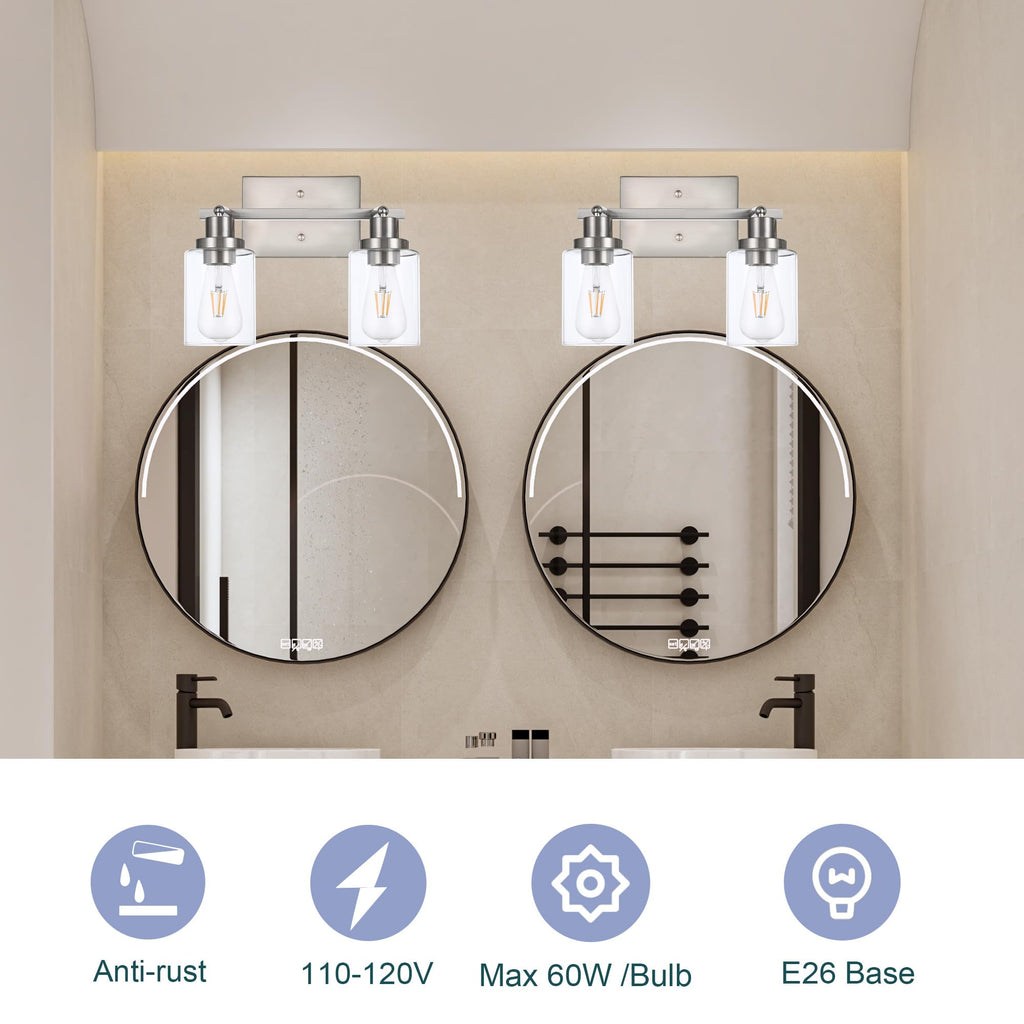 2 Light Track Lighting Kit Brushed Nickel Kitchen Track Lighting Fixtures Ceiling Mount Bathroom Vanity Wall Scones