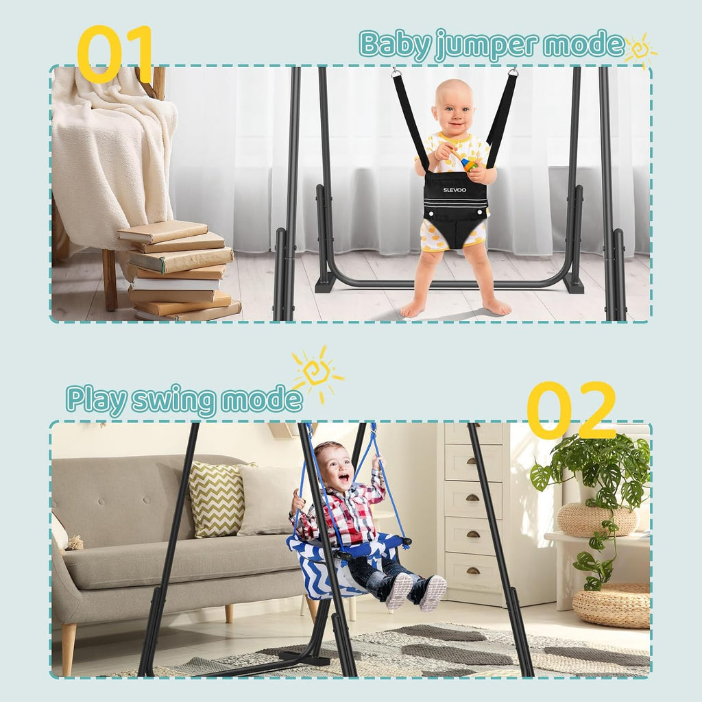 2 in 1 Baby Jumper Swing, Toddler Swing 6 Months to 6 Years Black