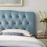 Annabel Diamond Tufted Performance Velvet King Headboard in Light Blue