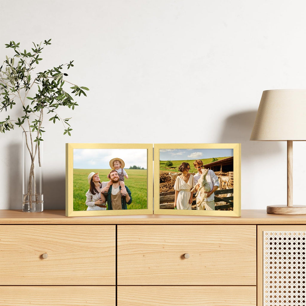 Double 10x8 Picture Frame Horizontal, Gold