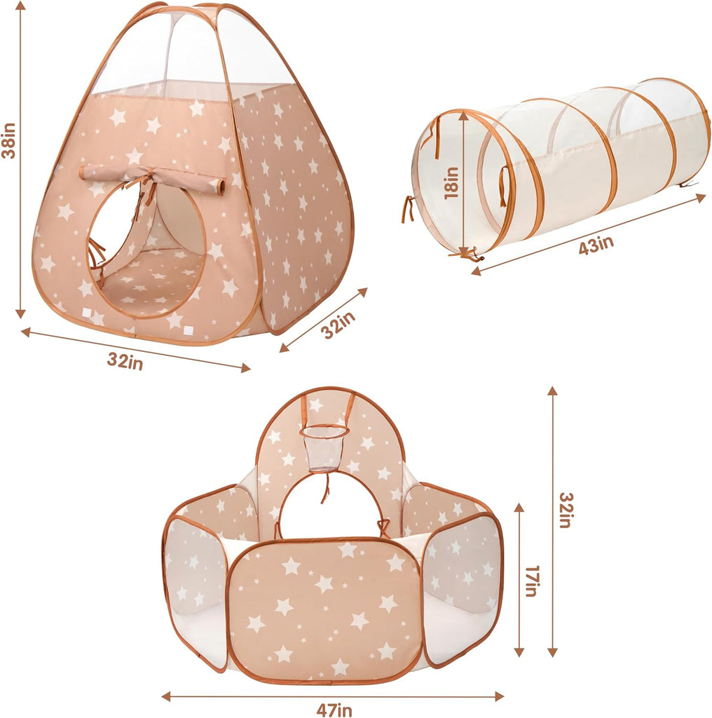 3 in 1 Pop Up Kids Play Tent with Ball Pit Indoor/Outdoor Playhouse
