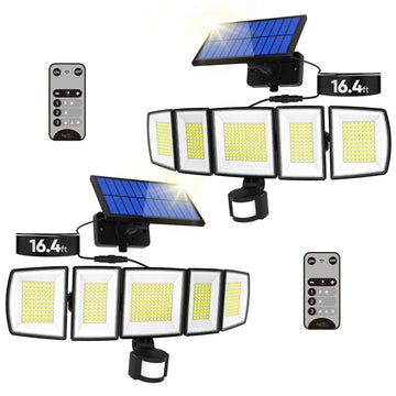 Solar Motion Lights Outdoor - with 16.4ft Cable, LED Security Lights for Outside Dusk to Dawn, IP65 Waterproof