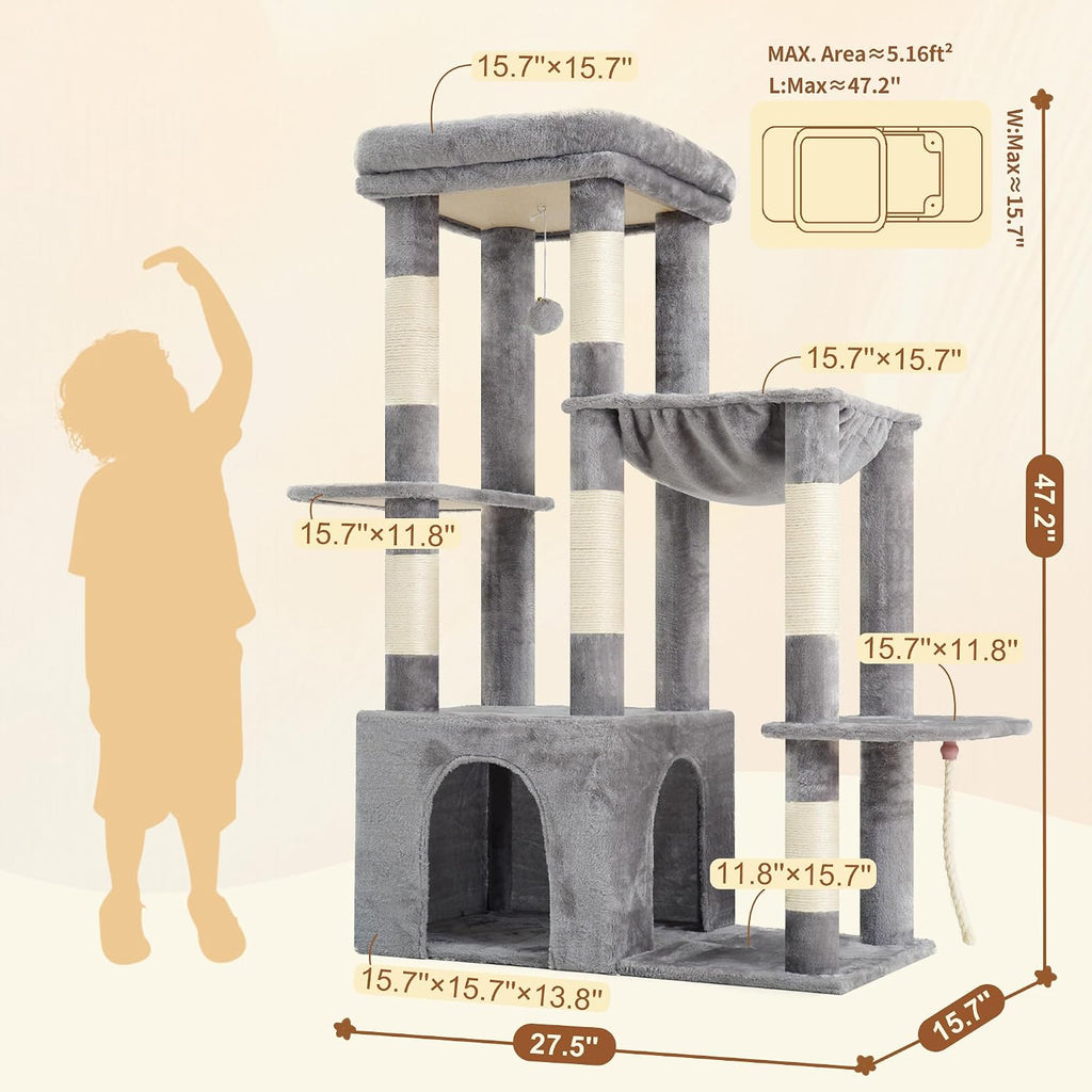 Heavy Duty Cat Tree with Large Base for Large Indoor Cats