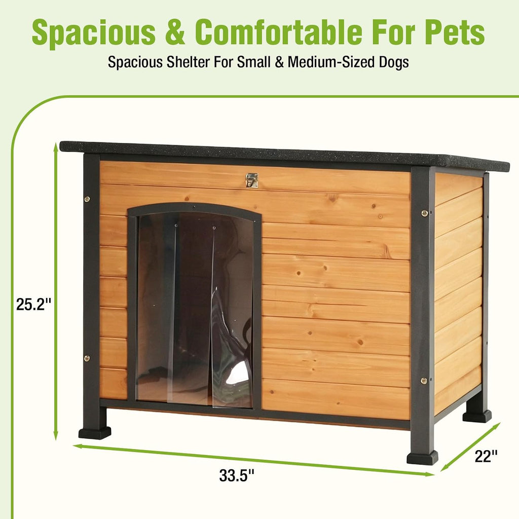 Dog House for Small to Large Sized Dogs, Indoor Outdoor Doghouse Puppy Shelter with Elevated Floor Durable Waterproof