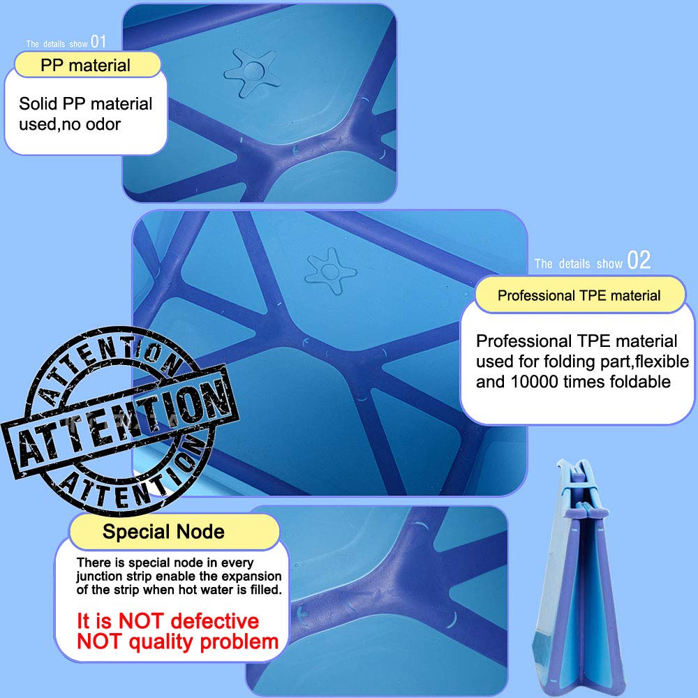 Large Collapsible Foldable Toddler Bathtub Blue