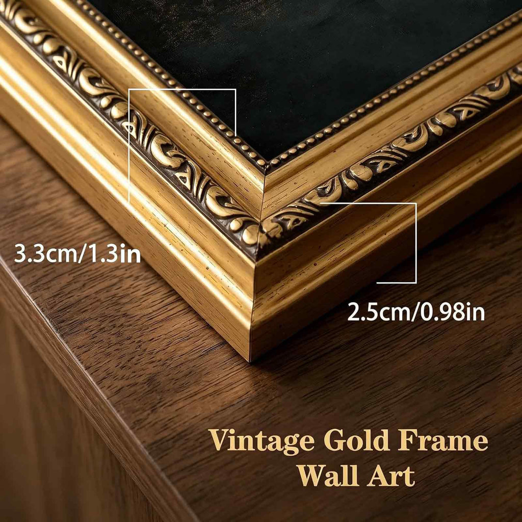 Vintage Gold Framed Moody Floral Wall Art Hydrangea Pictures 12x16in