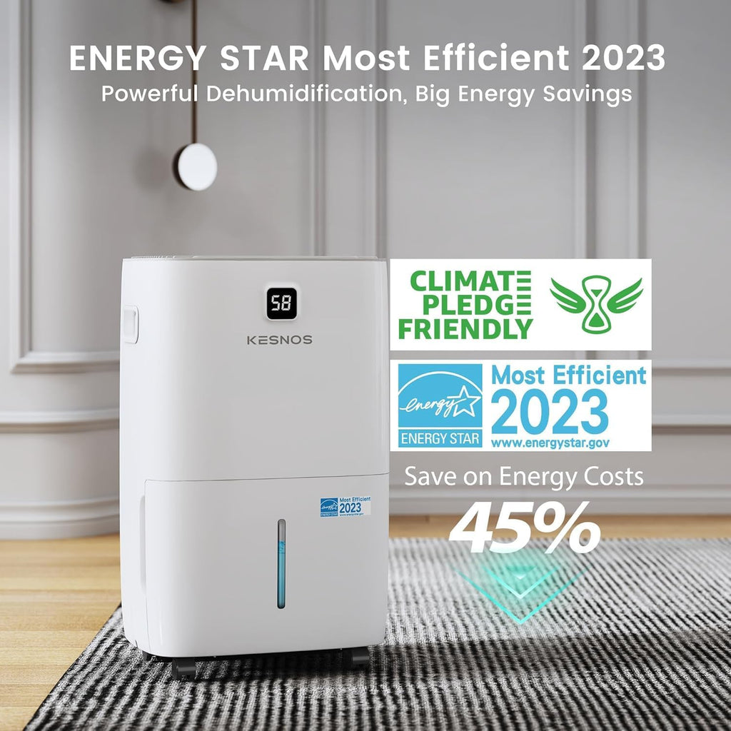 80 Pints Energy Star Dehumidifier for Home, Basement with Drain Hose, Front LED Display and 1.06 Gal Water Tank