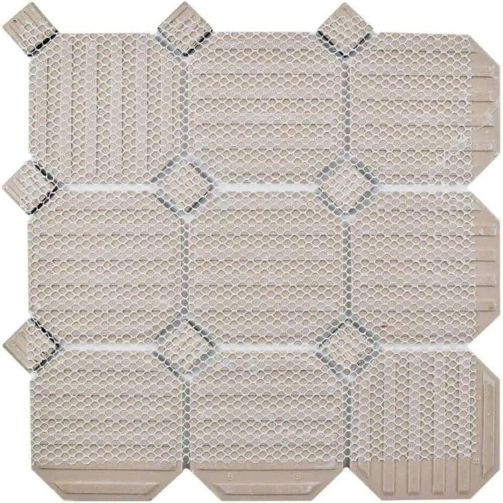 4" Octagon Tile Matte White Mosaic Porcelain Floor and Wall Tile Backsplashes, Accent Wall (Black Dots Glossy, 5