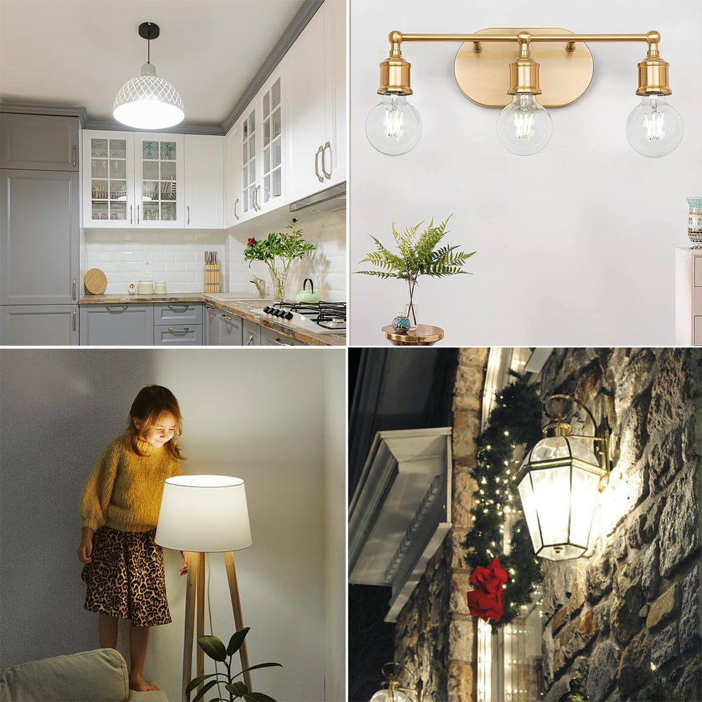 6Pack Vintage G25 Edison Light Bulb, Dimmable E26 Base LED Globe Light Bulbs, 6W Equivalent to 60W, CRI 90 Neutral