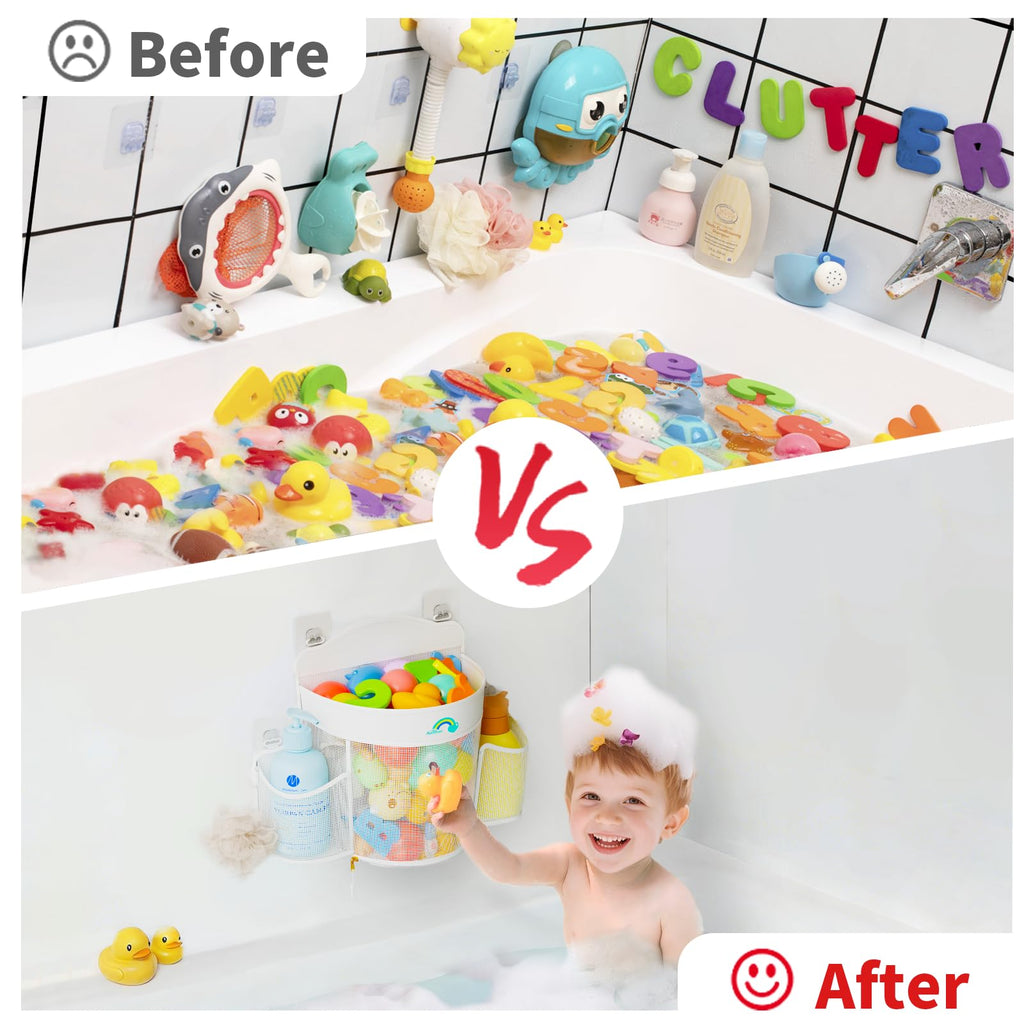 Hanging Bath Toy Storage, Quick Dry Mesh Holder for Kids Bathtubs