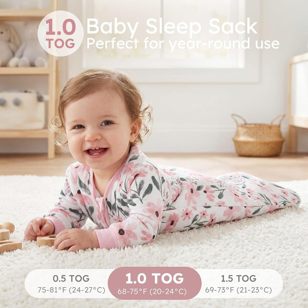 Long Sleeve Sleep Sack,1.0 TOG Baby Wearable Blanket